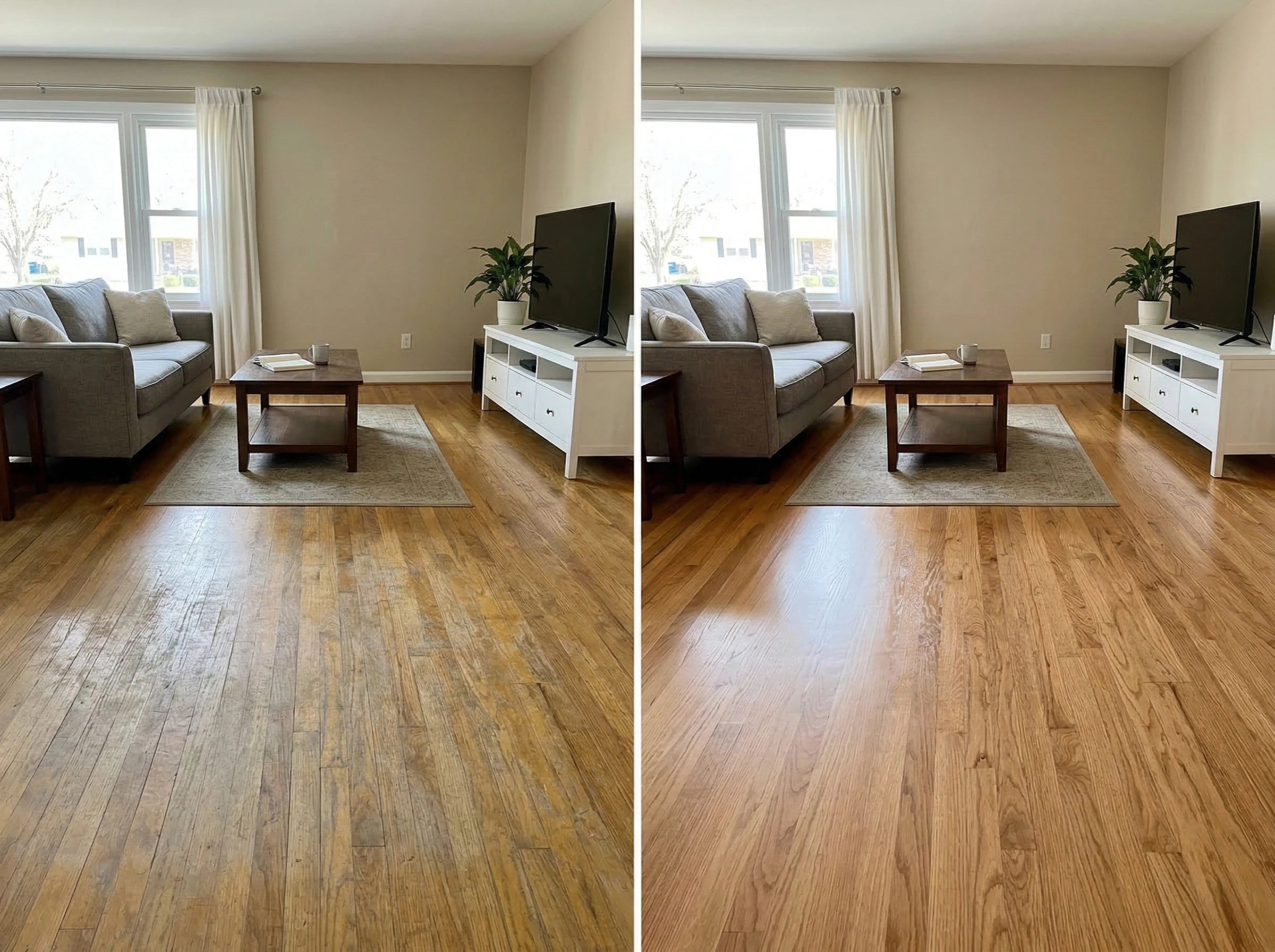 Before and after flooring transformation