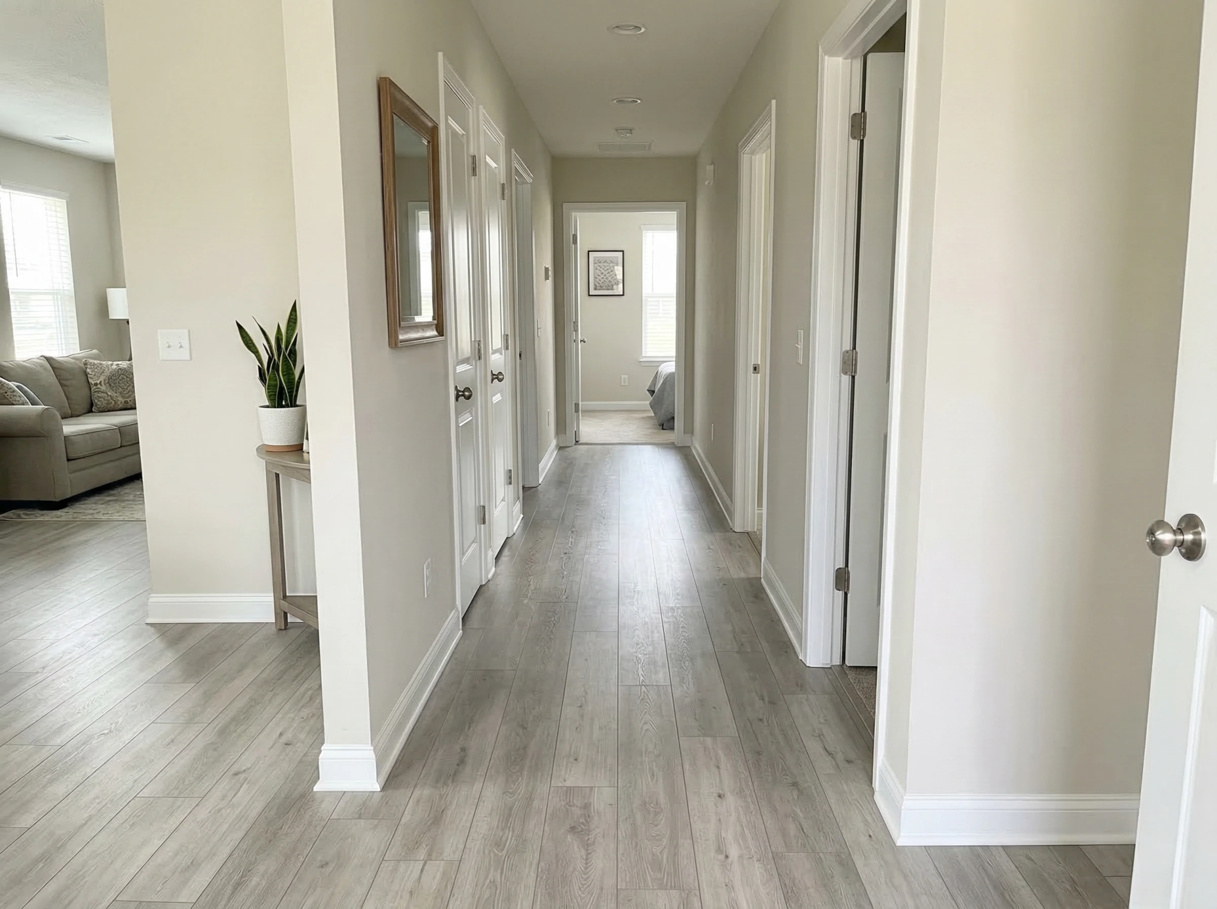 Hallway flooring installation