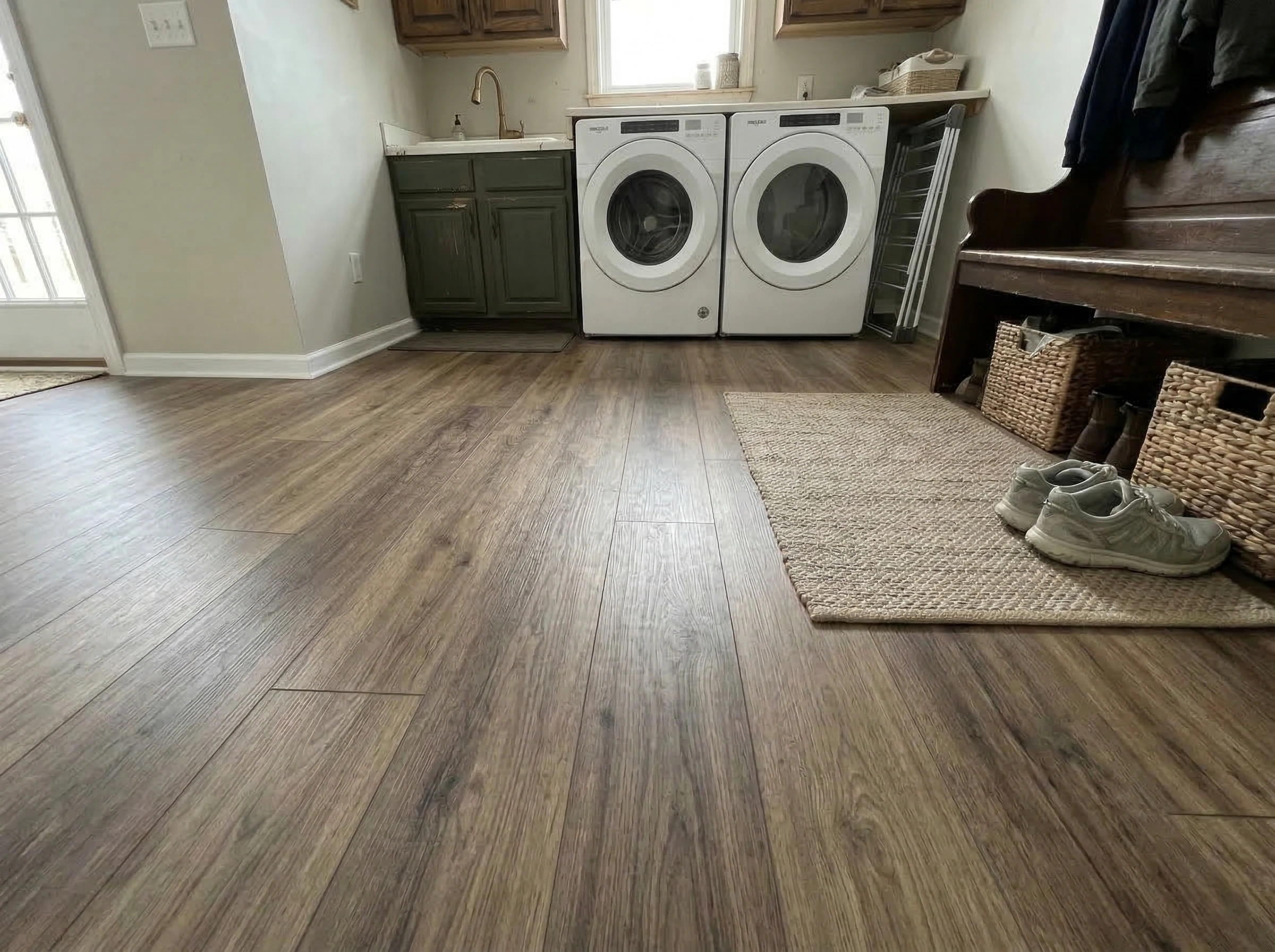 Laundry room hardwood flooring