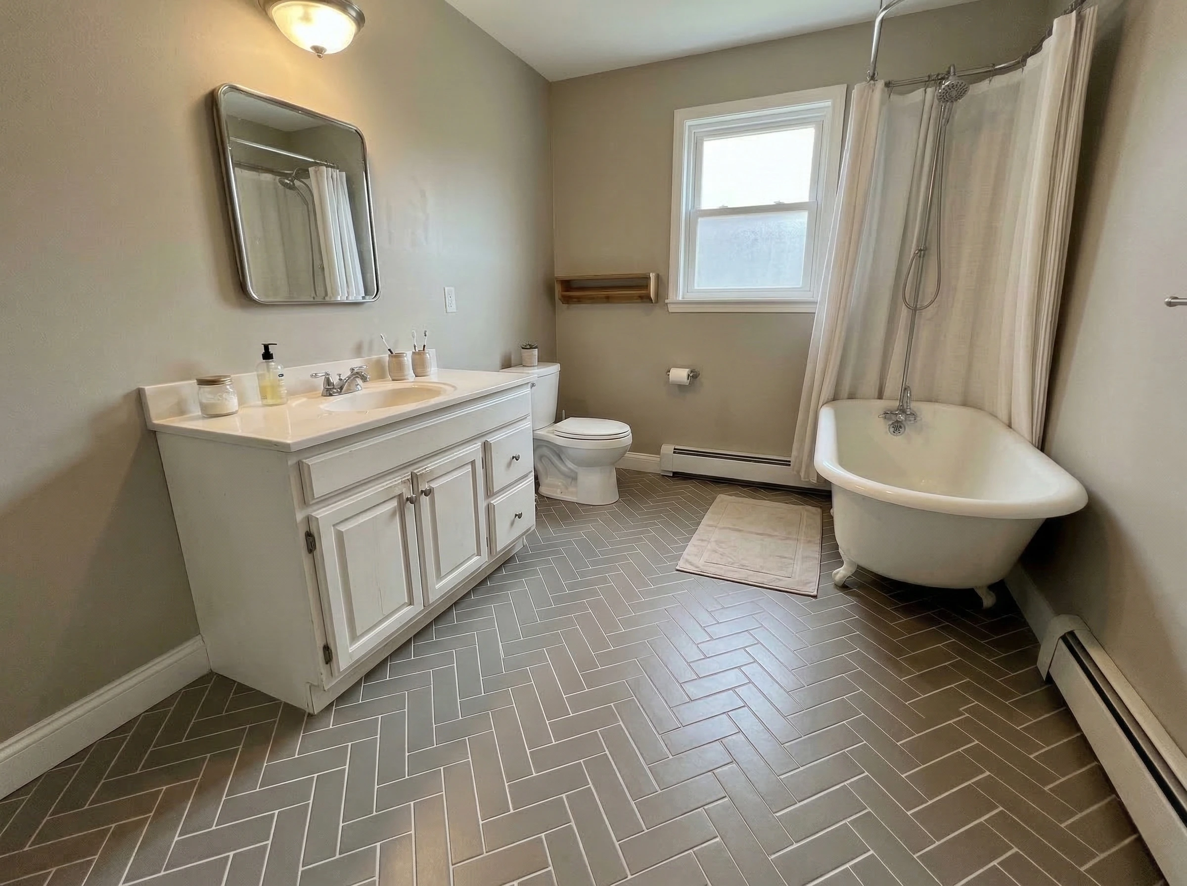 Patterned tile installation